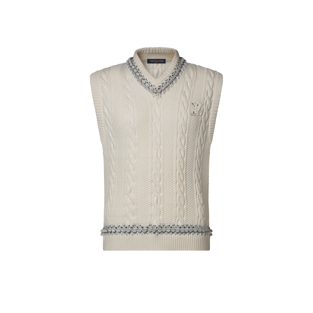 Embroidered Cable-Knit Cricket Vest - For Men | LOUIS VUITTON